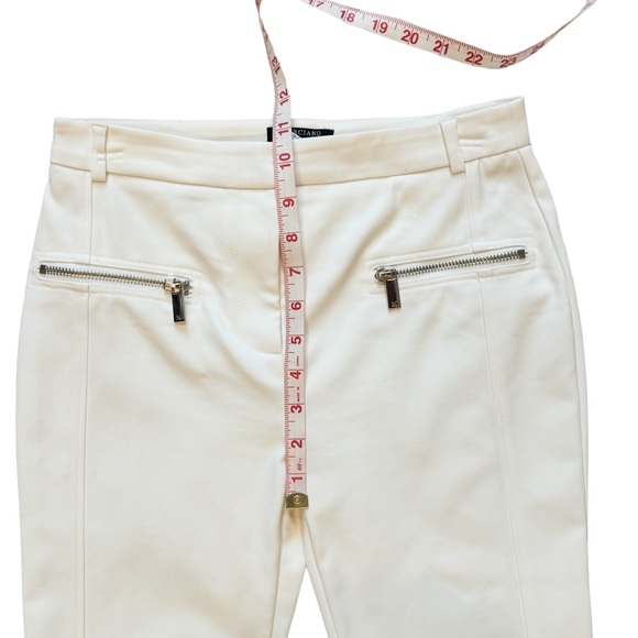 Marciano Los Angeles Ivory Pants Sz XS Exposed Gold Accent Zippers Cotton Blend - Picture 8 of 9